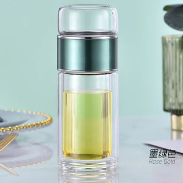 Double Wall Glass Tea Infuser Bottle