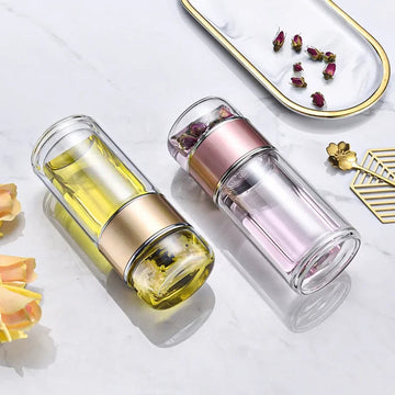 Double Wall Glass Tea Infuser Bottle