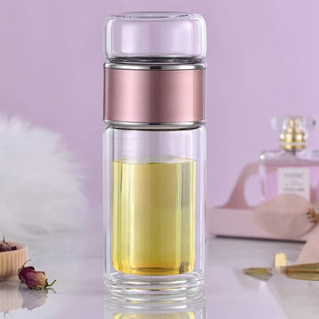 Double Wall Glass Tea Infuser Bottle