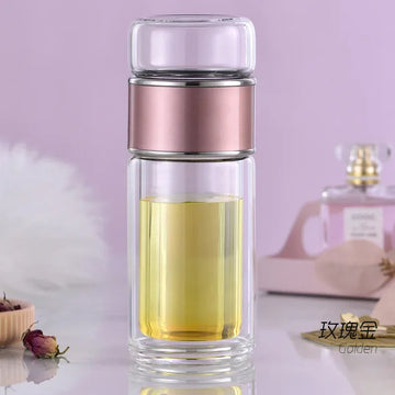 Double Wall Glass Tea Infuser Bottle